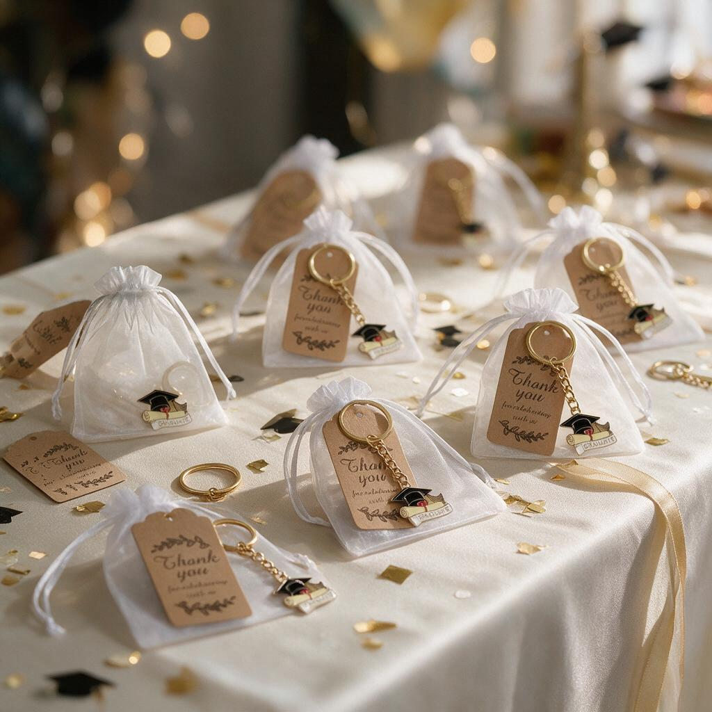 Graduation Cap and Diploma Keychain Party Favor Set 12 Guests