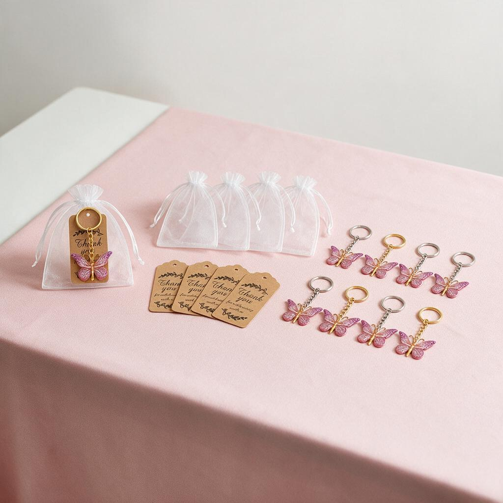 Decorative Butterfly Keychain Party Favor Set 12 Guests