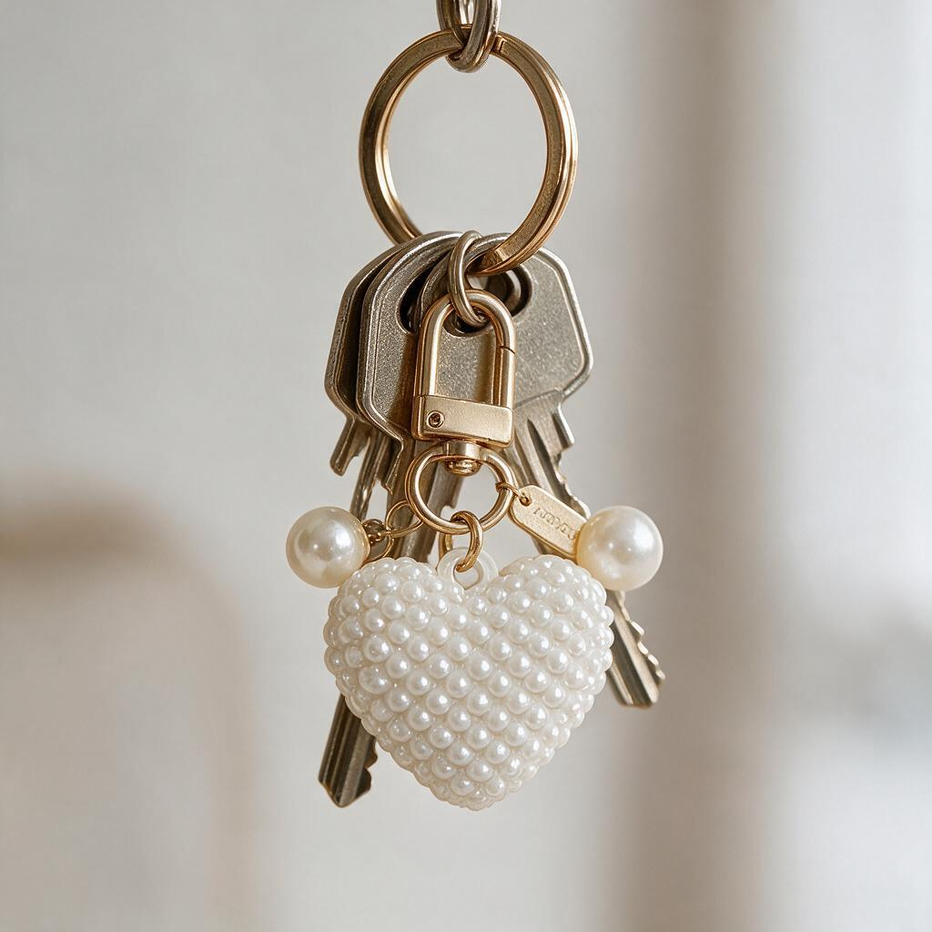 Heart Shaped Pearl Keychain Party Favor Set 12 Guests