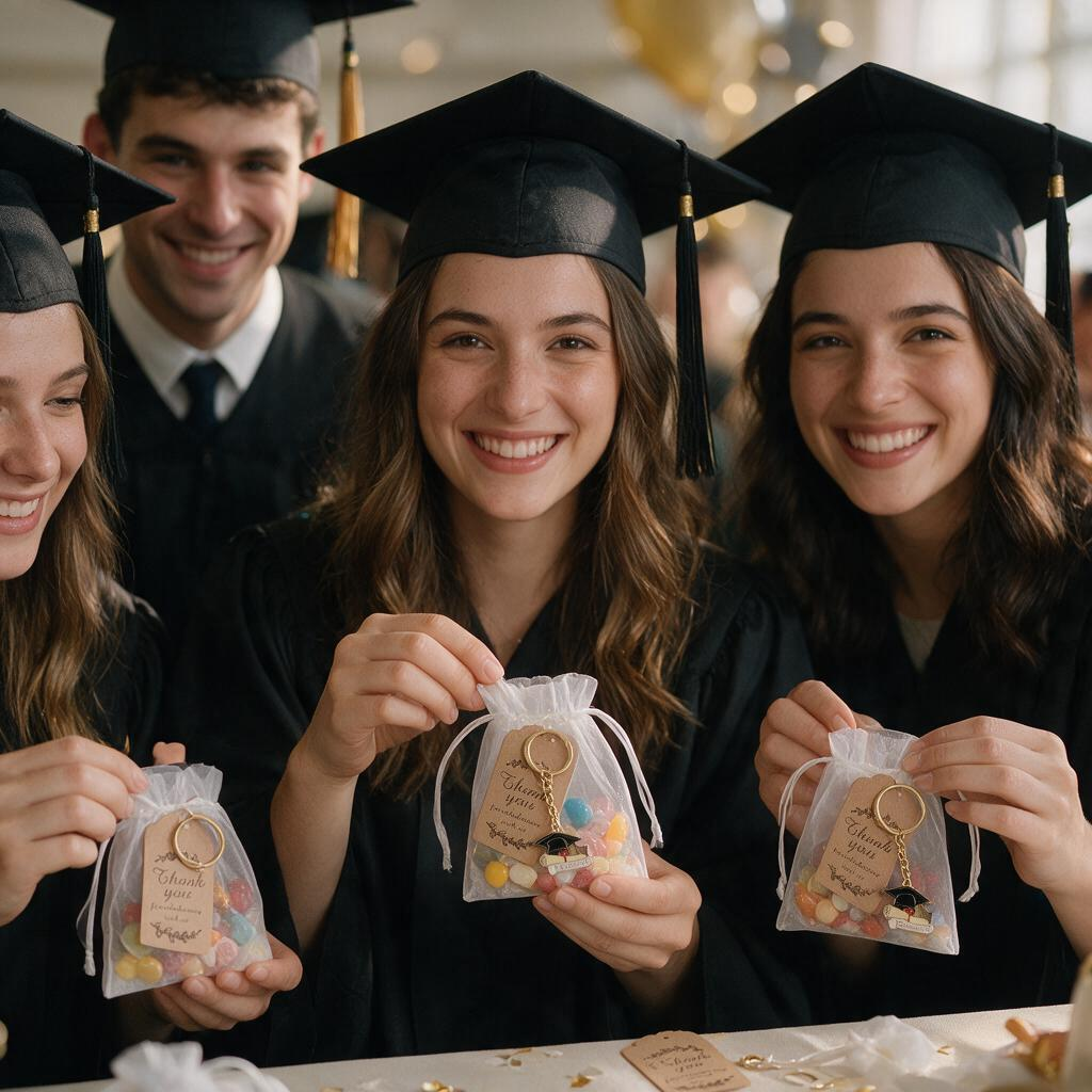 Graduation Cap and Diploma Keychain Party Favor Set 12 Guests