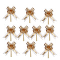 Giftplug set of eleven decorative gold and white ribbon bows with metallic finish and integrated attachment ties