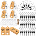 Giftplug heart shaped wine bottle stopper party favor set with organza bags, kraft thank you tags, and jute twine.