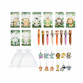 Giftplug jungle animal stationery set featuring notebooks, multi-color pens, and keychains with organza gift bags.