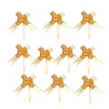 Giftplug set of ten metallic gold pull bows for elegant gift wrapping and decorative party accents