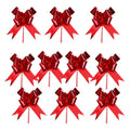 Giftplug metallic red pull bows for gift wrapping with a glossy finish and voluminous multi-layered design