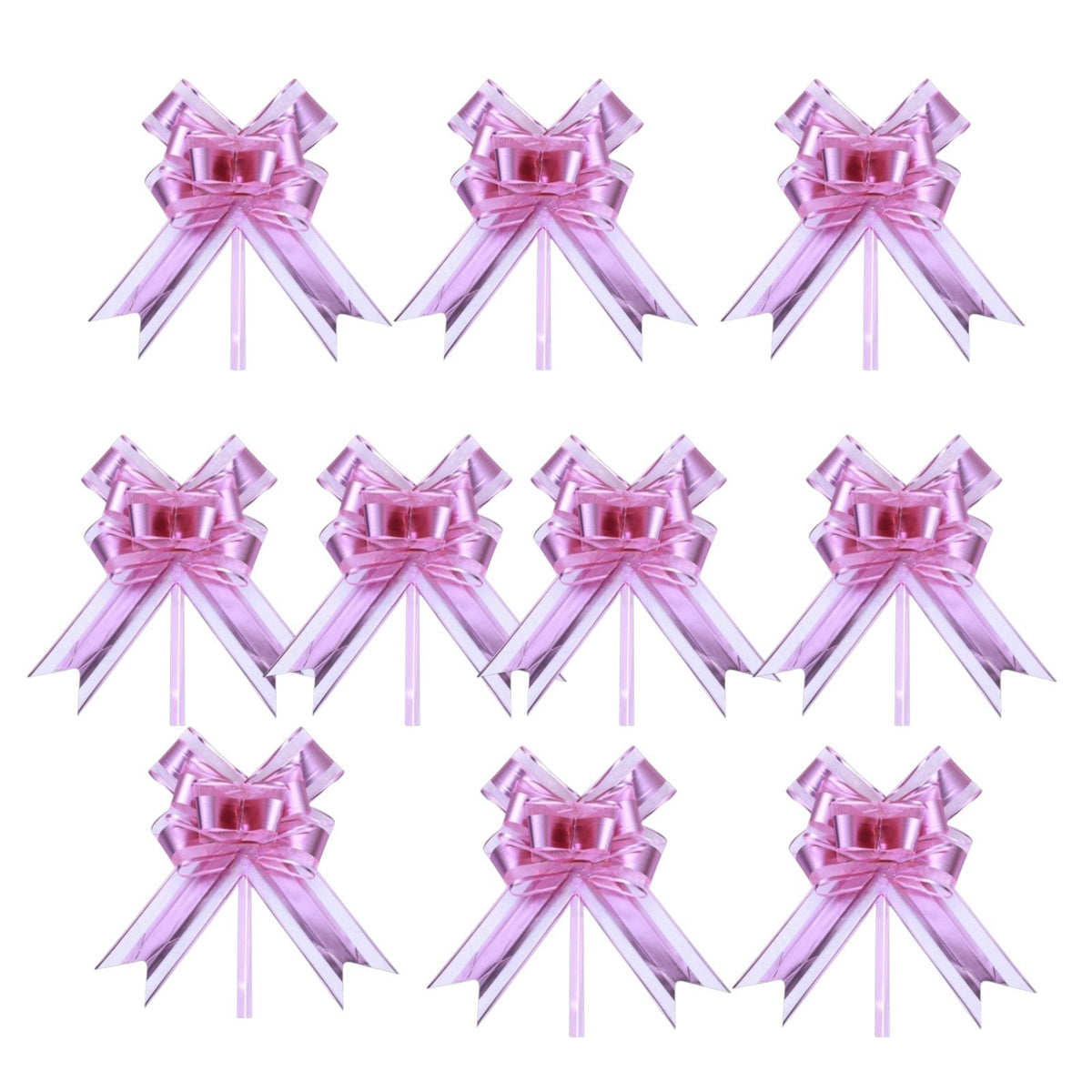 Giftplug set of ten shimmering pink pull bows for elegant gift wrapping and party decorations