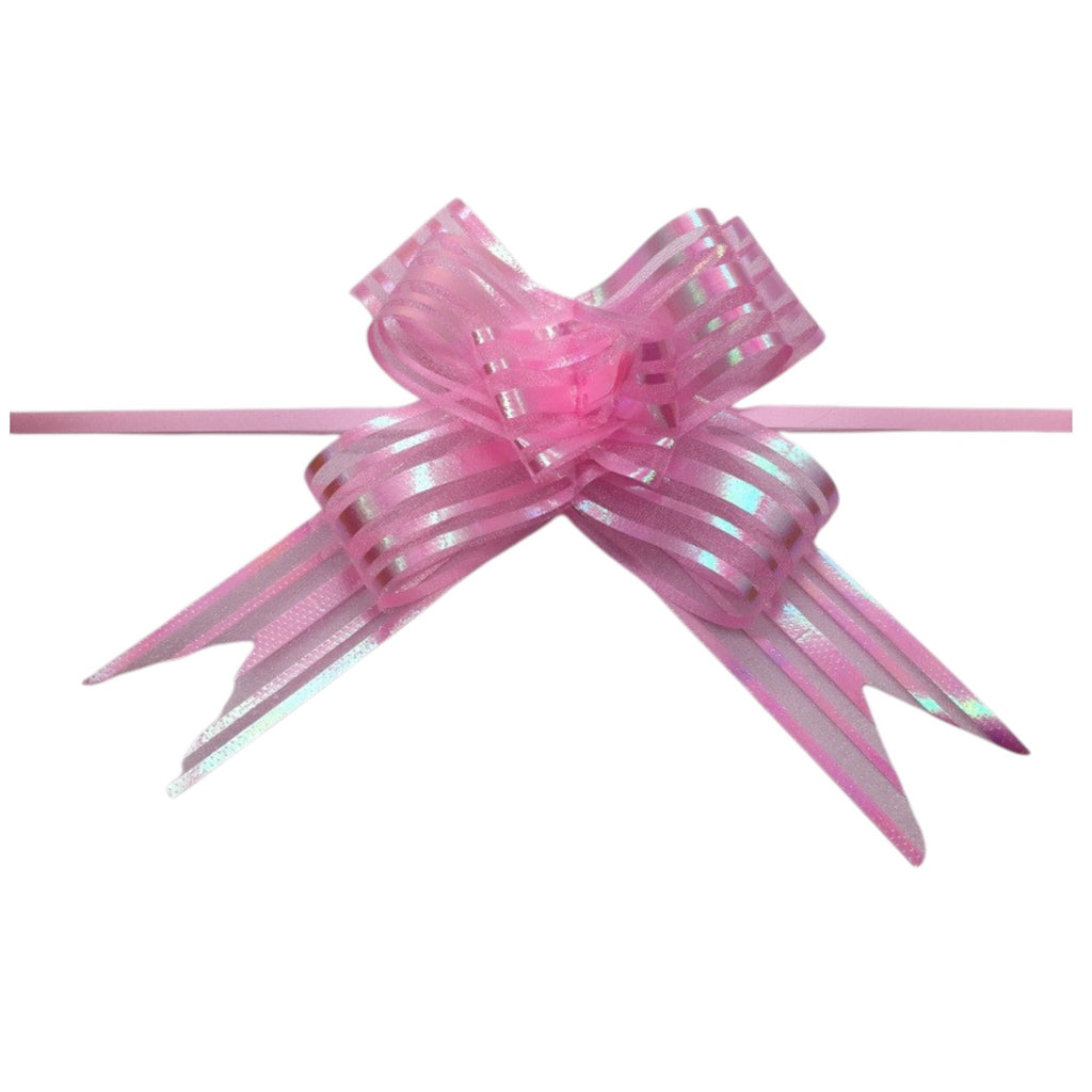 Giftplug light pink decorative ribbon bow with shimmering striped texture for elegant gift wrapping and party decor