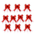 Giftplug set of 10 glossy red pull bows with white edges for elegant gift wrapping and festive decorations
