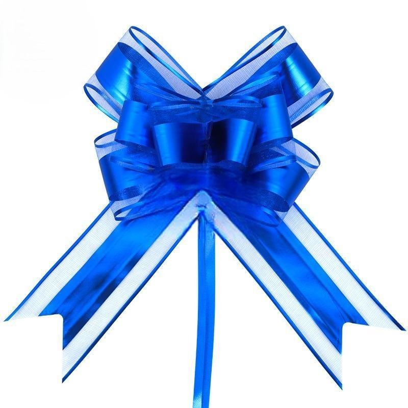 Giftplug royal blue pull bow with a high-shine finish and multi-layered design for decorative gift wrapping