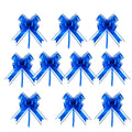 Giftplug royal blue pull bows with a high-shine finish for decorative gift wrapping and event displays.
