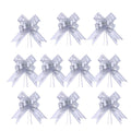 Giftplug set of 10 metallic silver pull bows for elegant gift wrapping and event decoration